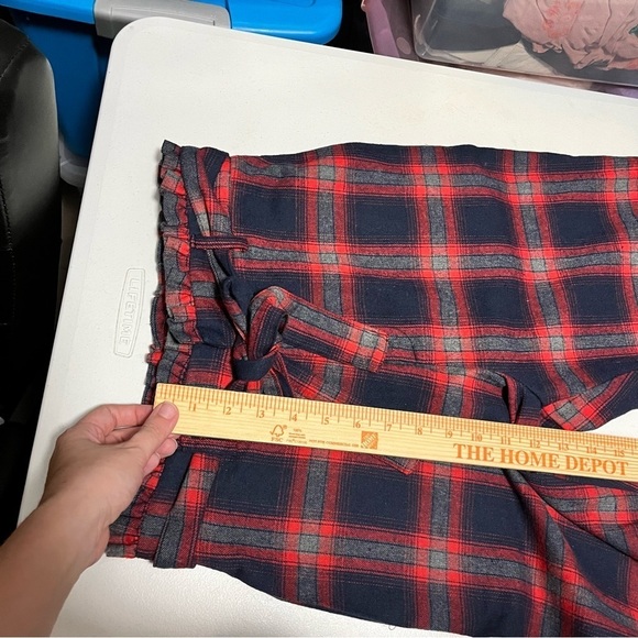 Heartbreak ASOS Plaid Self Tie Pants Red Blue Size 4 T2 - Picture 9 of 10